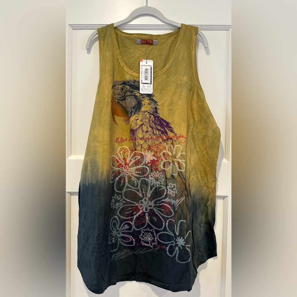 Blue Fish Hand Dyed Tunic Tank - Maize & Ink - NWT!